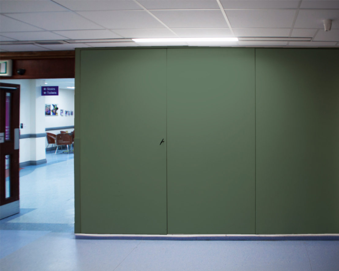 Riser Doors in production, powder coated to a specified RAL colour