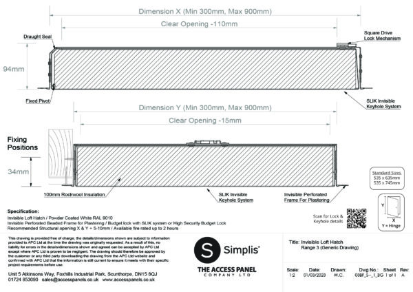 Loft Hatch Technical Drawing